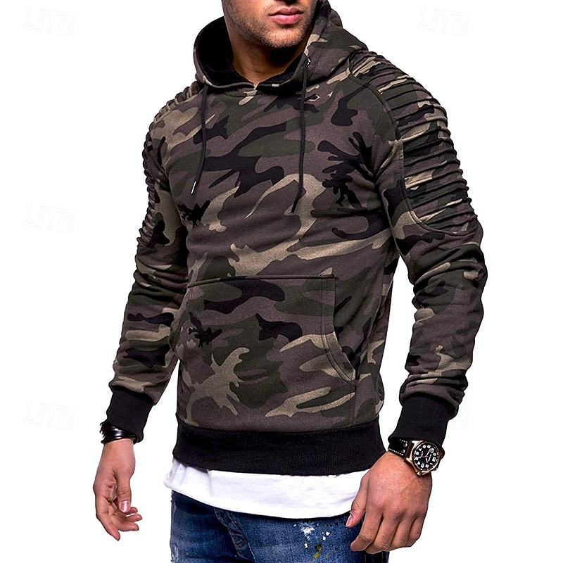 Per uomo Felpa con cappuccio Felpa con cappuccio tattica Nero Grigio chiaro Grigio scuro Verde mimetico Con Cappuccio Semplice Pieghettato Sport & Outdoor Quotidiano Abbigliamento casual alla moda del 2026 a $24.99 –P4