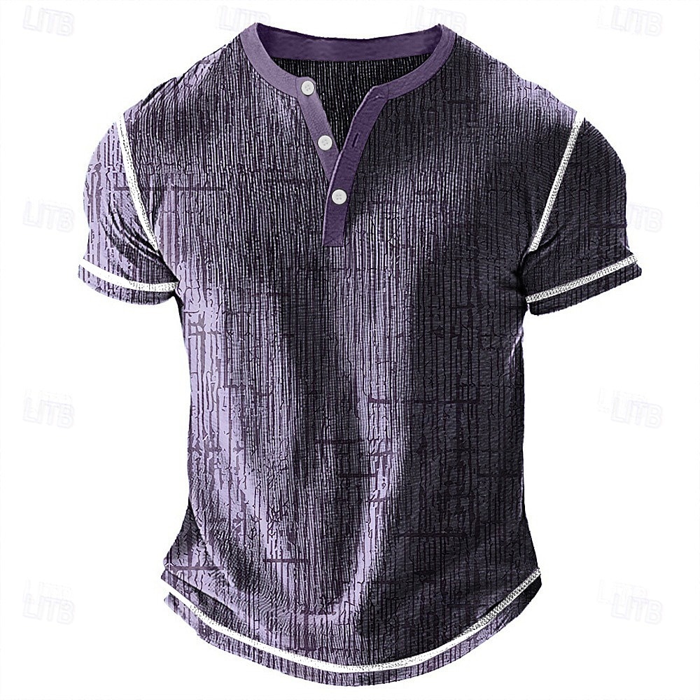 Homme Géométrique Chemise Henley T-shirt gaufré Manche Courte Quotidien Rétro Vintage Classique Sport en Plein Air Occasionnel Fête Été Printemps & Été Blanche Bleu Vert Pourpre Marron Henley T-shirt de 2026 ? $25.99 –P3