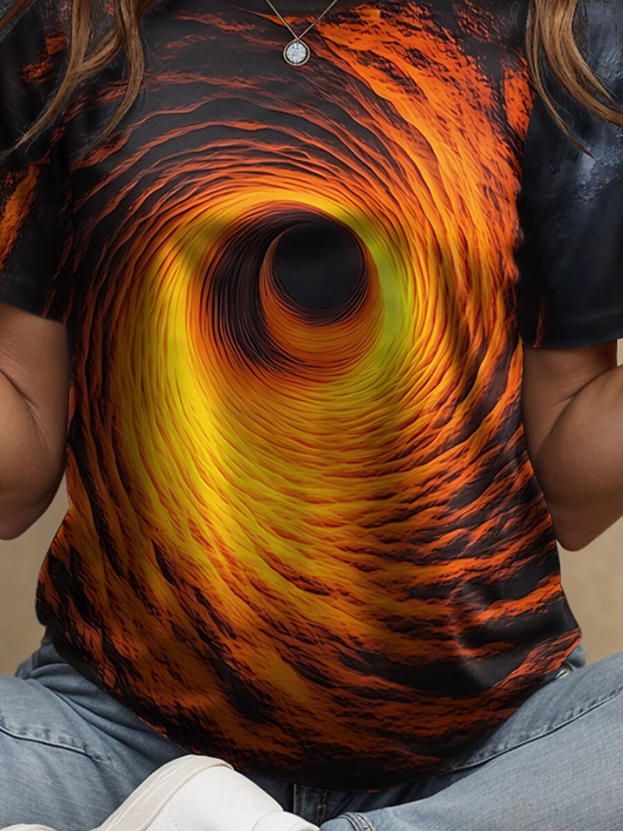 Femmes T-shirt Graphique Abstrait ancien Élégant Classique Manche Courte Col ras du cou Col rond Hauts Réguliers Quotidien Imprimé Bleu Orange Été Printemps de 2025 ? $19.99 –P3