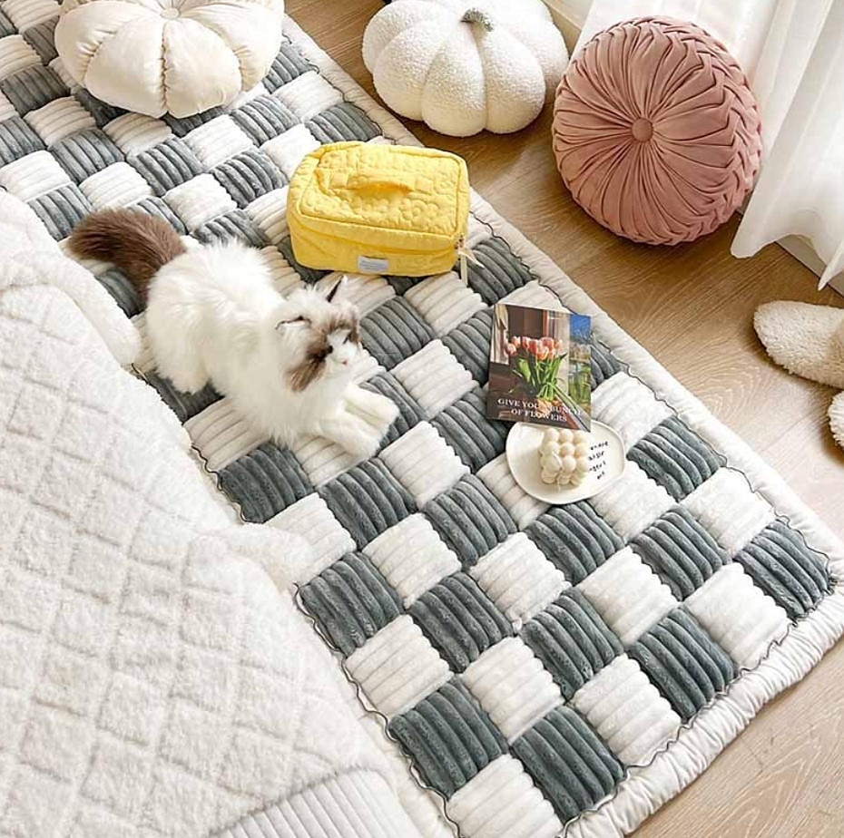 Copridivano per letto con motivo scozzese quadrato color crema, per cani e gatti del 2025 a $130.99 –P15