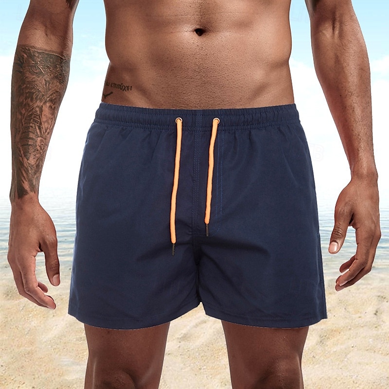 Homens Calção Justo de Natação Shorts de Natação Bermuda de Surf Tecido Secagem Rápida Respirável Cintura elástica Com Cordão Férias Praia Havaiana Casual Azul Lago Preto de 2025 por $13.99 –P2