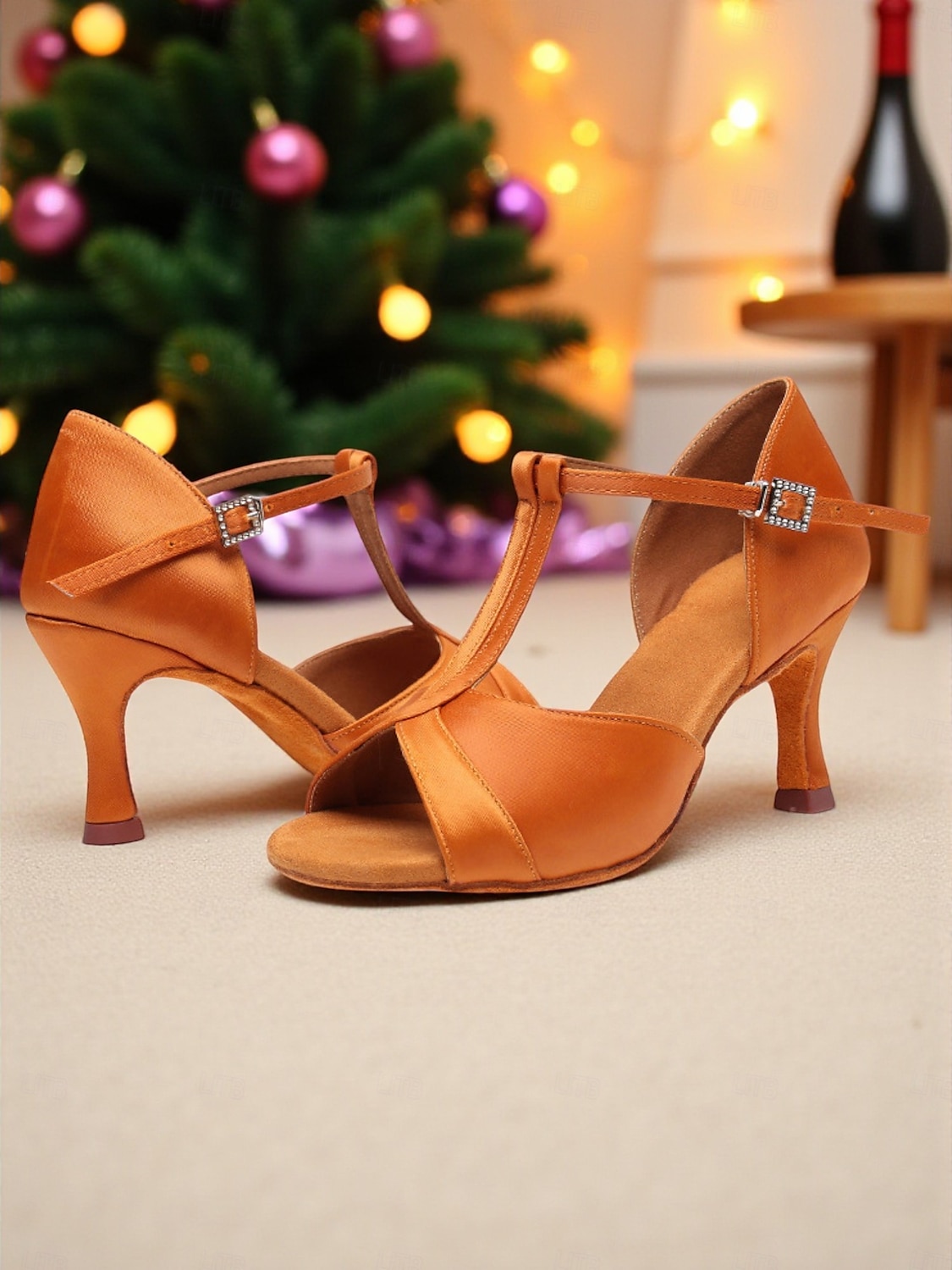 Scarpe da ballo latino da donna - eleganti tacchi a spillo con cinturino a T in raso e fibbia regolabile, comode calzature da ballo da sala e salsa per balli professionali e sociali del 2025 a $32.99 –P2