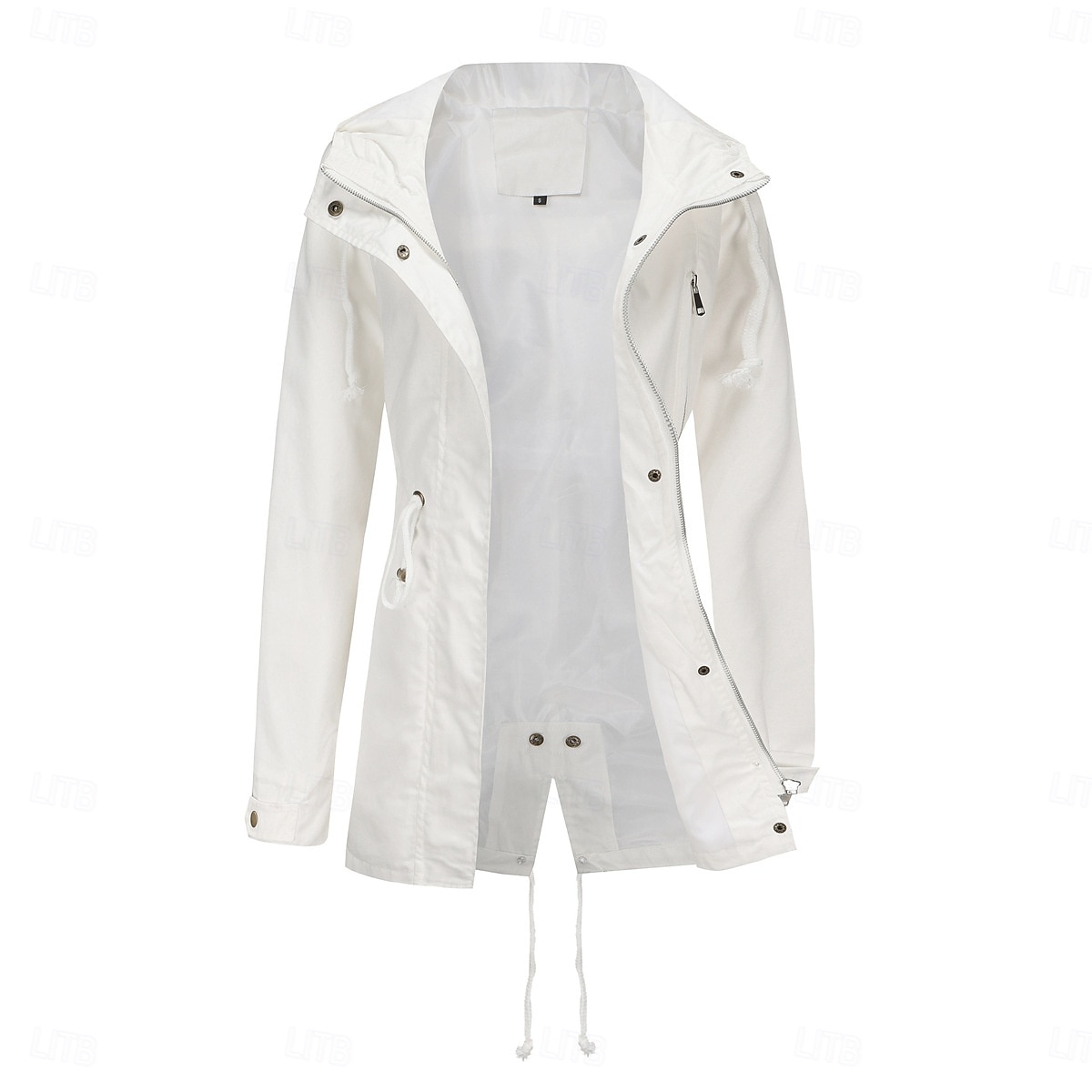 Per donna Cappotto Impermeabile Confortevole Cerniera completa Coulisse Moda Stile da Strada Semplice All'aperto Casual Quotidiano Lungo Con Cappuccio Vestibilità regolare Manica Lunga Capispalla del 2025 a $41.99 –P10