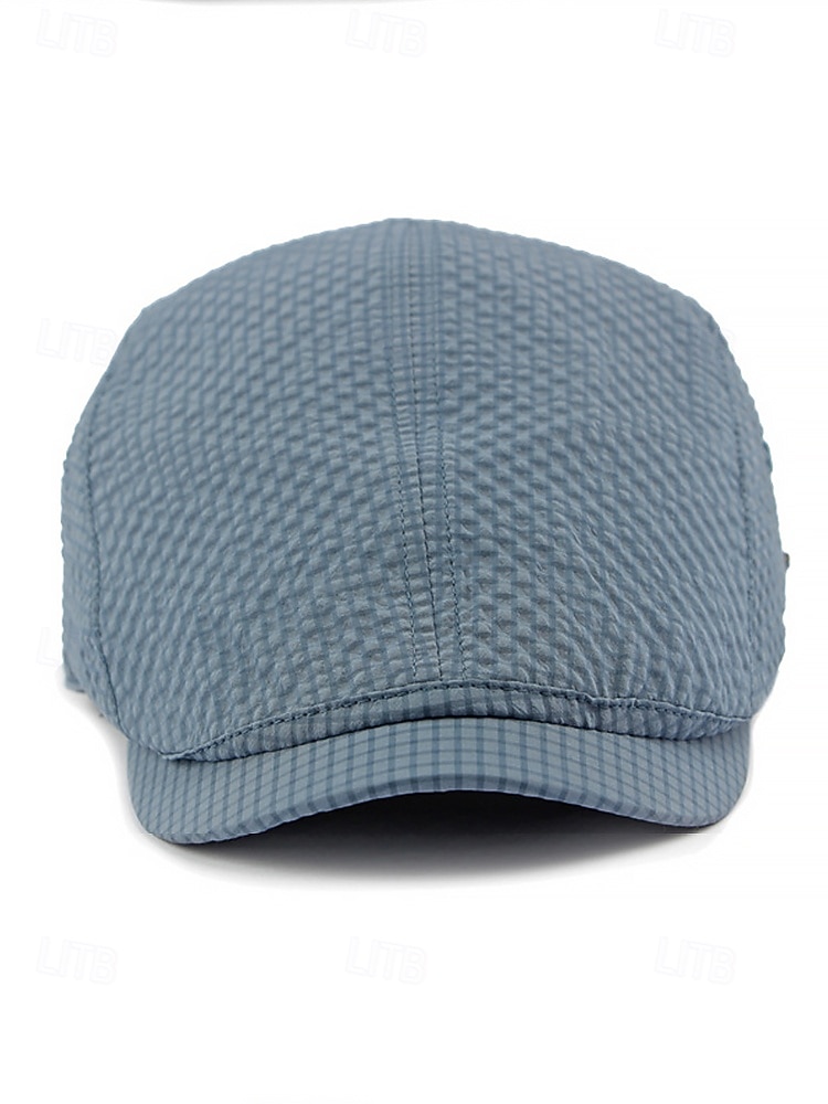 Lett, rutete polyestercaps i eføy for menn – pustende, justerbar, flat caps for avslappede sommer- og utendørsaktiviteter 2026 - $14.99 –P5