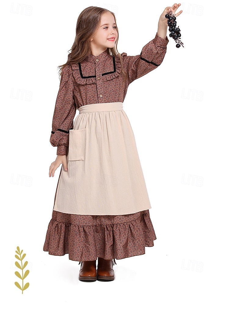 250º Aniversario de EE. UU. Siglo 19 década de 1800 Vestido de la pradera Chica pionera Colonial Pionero Guerra Revolucionaria Disfraz Chica Víspera de Todos los Santos Carnaval 4 de julio Niños 2026 - $42.99 –P5