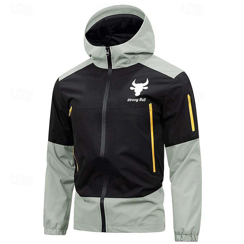 Herren Sport Jacke Regenmantel Wanderjacke Windjacke Outdoor Sport Wasserdicht Windjacke Reißverschluss Tasche Frühling Herbst Farbblock Mode Streetwear Mit Kapuze Regulär Hellgrün Dunkelgrün Khaki 2025 - $52.99 –P7
