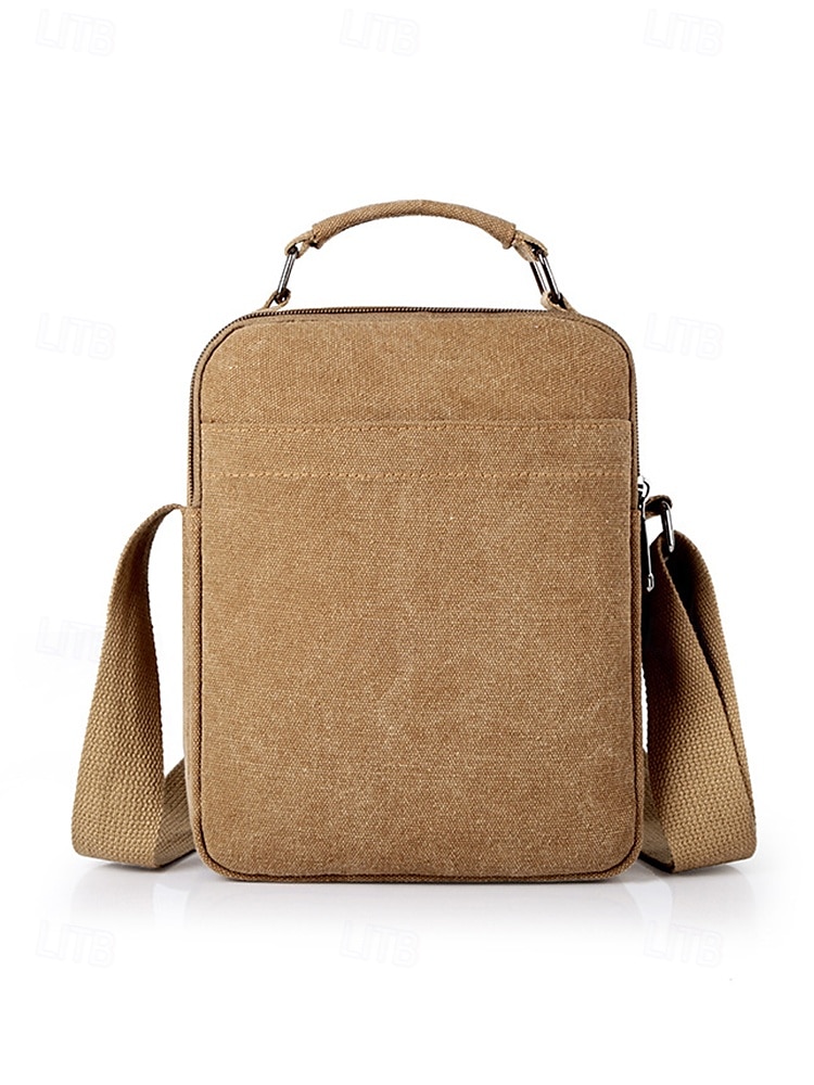 Borsa a tracolla da uomo in tela resistente all'acqua con design antigraffio, borsa a tracolla casual in stile vintage per esterni, viaggi e uso quotidiano del 2025 a $18.99 –P8
