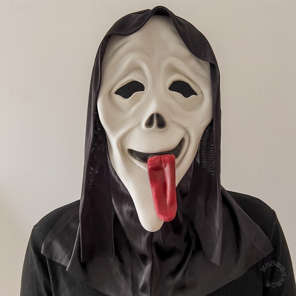 Halloween Ghost Face Mask for Adults, Scary Latex Full Head Mask for ...