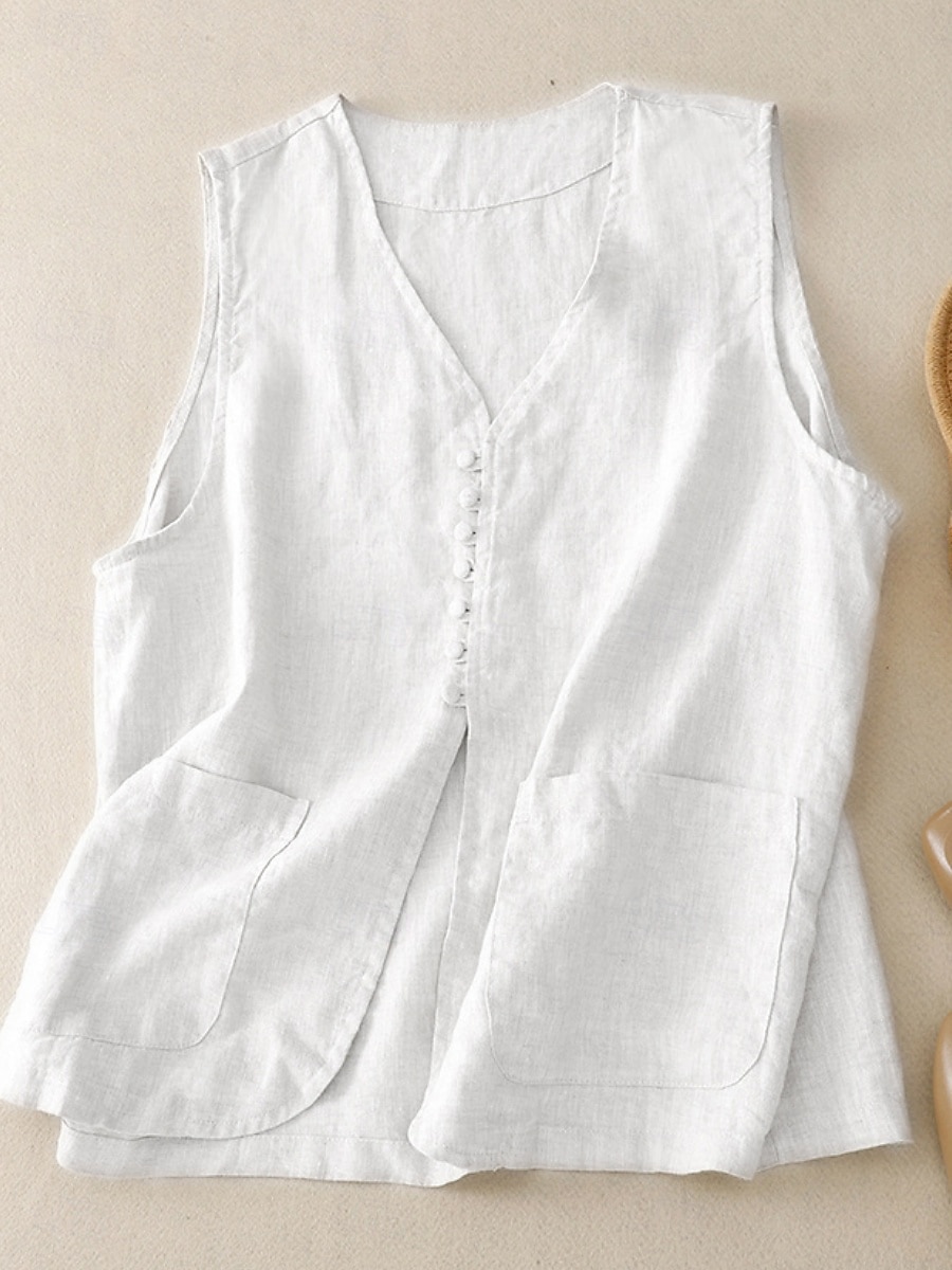 Per donna Gilet Confortevole Traspirante Tasca Bottoni Casual Semplice Vacanza Streetwear Casuale Abbigliamento quotidiano Monopetto Corto Scollo a V Vestibilità regolare Senza Maniche Capispalla del 2026 a $28.99 –P1