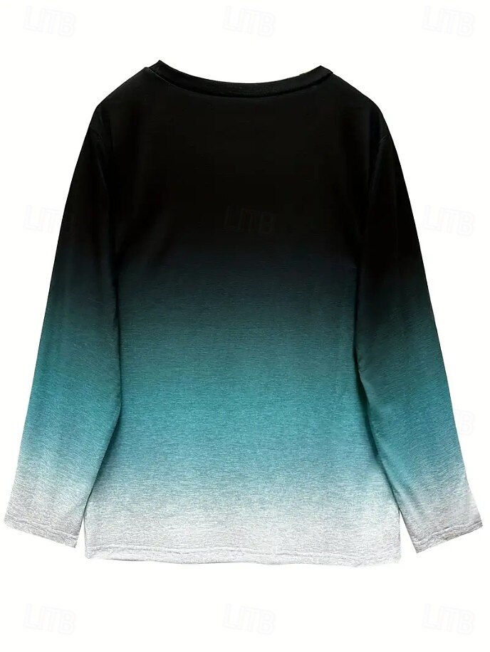 Paște Pentru femei Tricou Ombre Grafic Stilat Modern Casual Manșon Lung Stil Nautic Rotund Topuri obișnuite Zilnic Imprimeu Trifoi Gri Închis Vară Primăvară Toamnă 2025 - $22.99 –P2