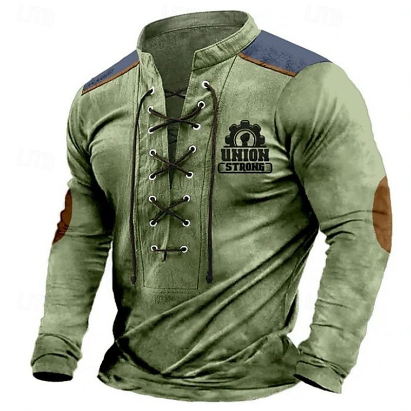 Męskie Bluza dresowa Niebieski Zielony Khaki Stójka Kolorowy blok Litera Wiązanie Sport i turystyka Codzienny Święto Poliester Moda miejska Podstawowy Codzienny Wiosna Jesień Odzież Bluzy z kapturem 2025 - $25.99 –P3