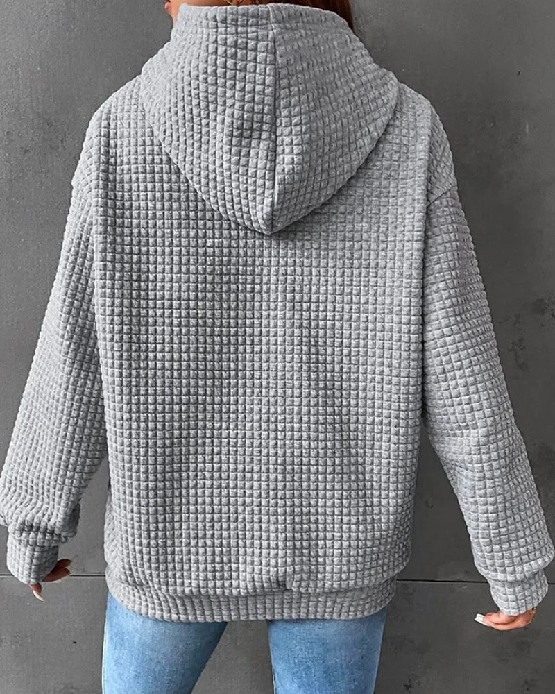 Dame Pullover hettegenser-genser عادي Gatemote Fritid Langermet Med hette Vanlige topper Ferie Ut på byen Lomme Svart Hvit Grå Høst Vinter 2025 - $23.99 –P3