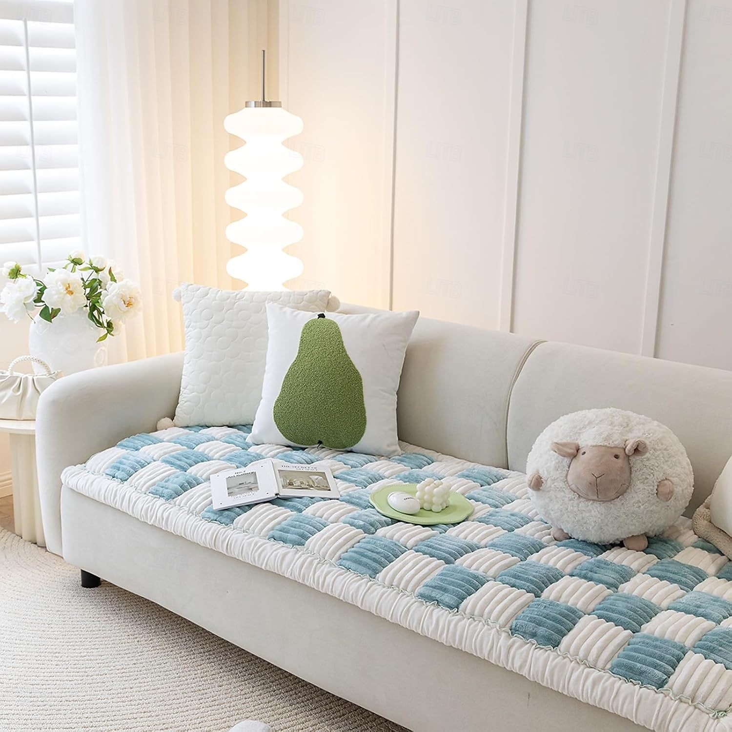 Copridivano per letto con motivo scozzese quadrato color crema, per cani e gatti del 2025 a $130.99 –P3
