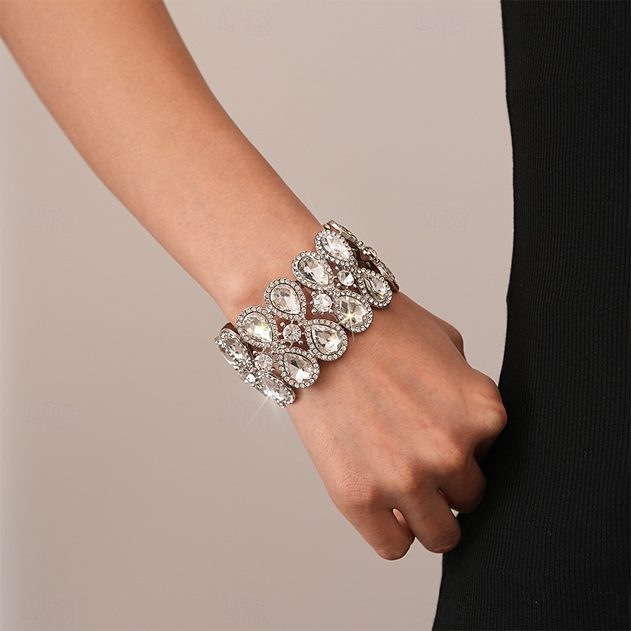 Γυναικείο βραχιόλι με στρας - λαμπερό κρυστάλλινο βραχιόλι για κοκτέιλ πάρτι και βραδινές εκδηλώσεις 2026 - $18.99 –P2