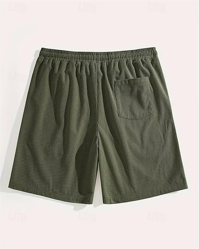 Męskie Szorty waflowe Szorty Letnie szorty Szorty na co dzień Kieszeń Elastyczny pas Ściągana na sznurek Równina Komfort Oddychający Do kolan Na zewnątrz Urlop Sportowy Codzienny Czarny Biały Średnio 2026 - $17.99 –P14