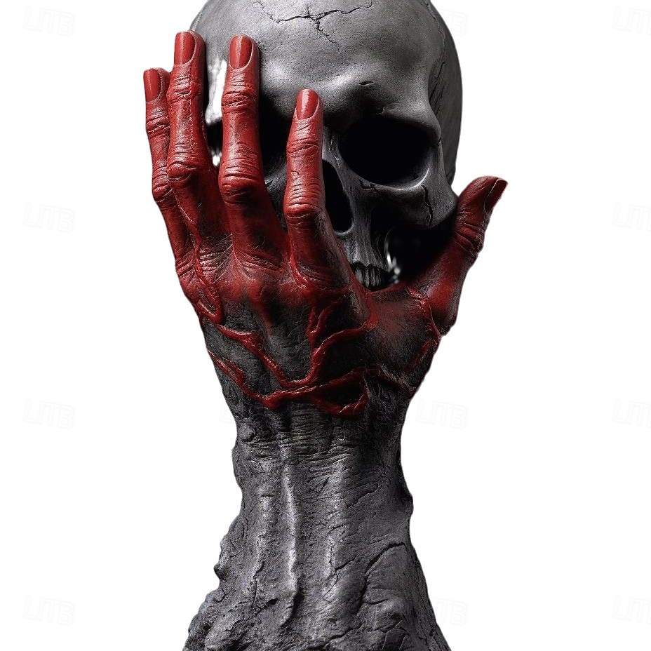 Pryskyřičná socha hlavy lebky, ruční pryskyřičná kostra, řemeslná gotická dekorace, hrozná halloweenská kostra lebky, realistický model lebky z lidských kostí pro strašidelný dům 2025 - $27.99 –P5