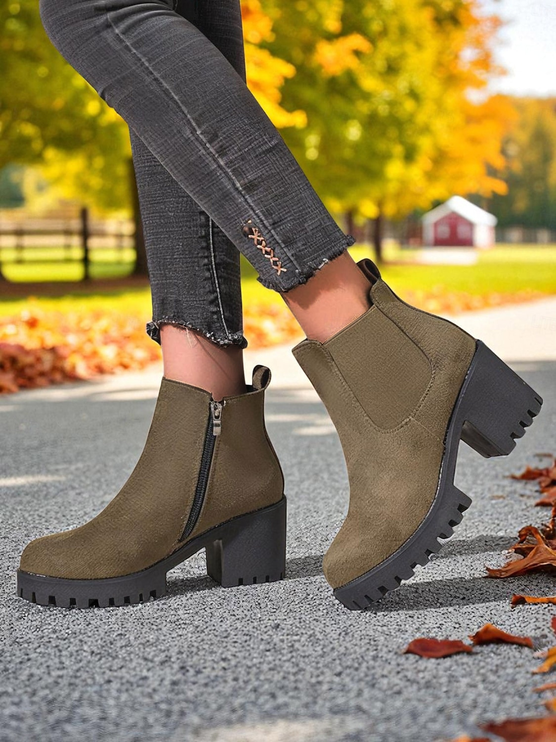 Botas Chelsea femininas de camurça sintética – botins de salto grosso e sola de borracha para passeios de outono na fazenda, estradas rurais e colheita de abóboras de 2025 por $26.99 –P6