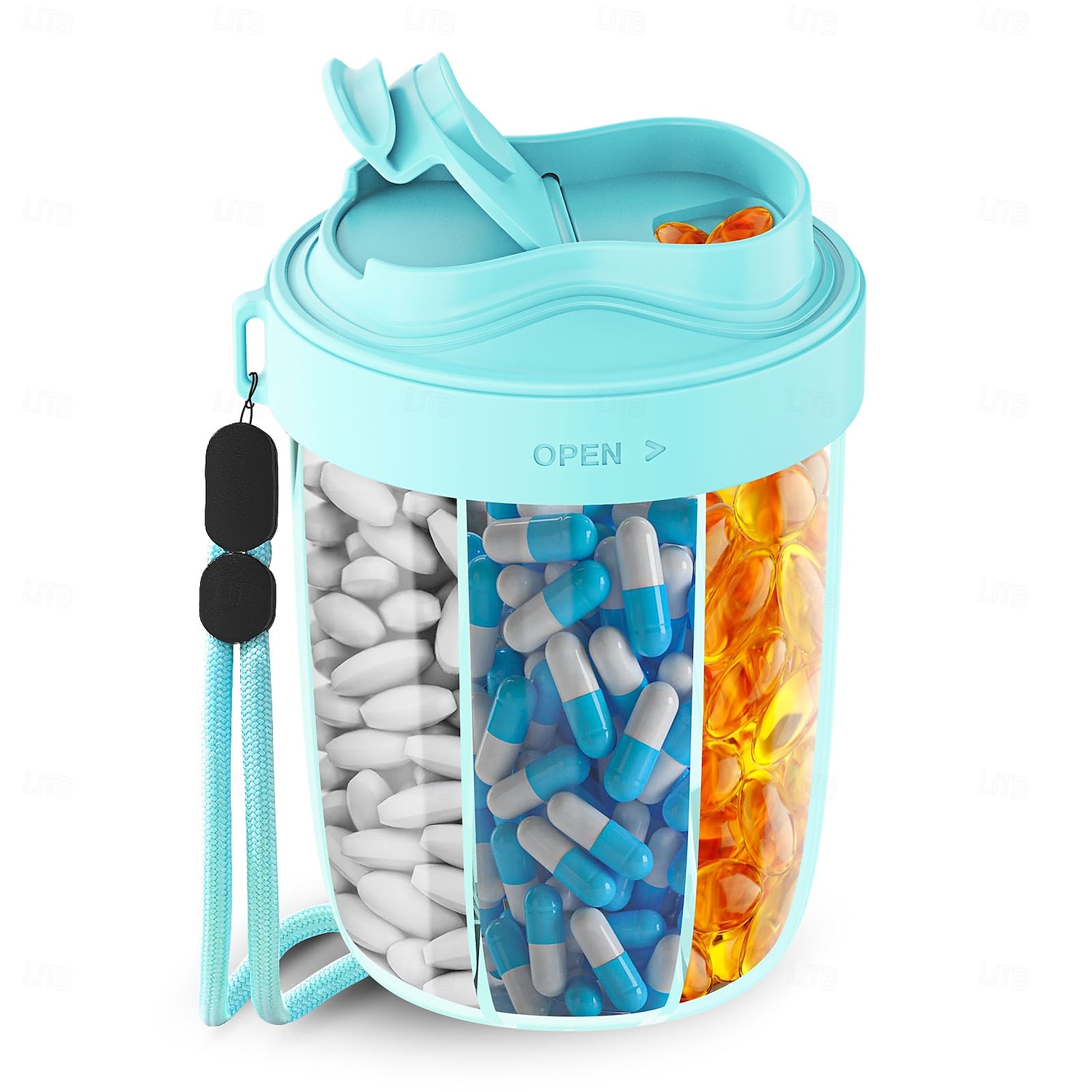 7 Fächer, große Kapazität, Pillenbehälter, Aufbewahrungstabletten, Vitamine, Medikamente, Fischöle, tragbarer Reisehalter, Medikamentenspenderbox 2025 - $21.99 –P11