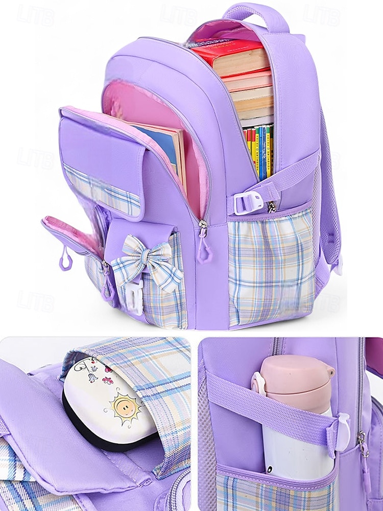Sac à dos d'école imperméable grande capacité pour enfants – design à carreaux léger, bretelles confortables, idéal pour l'école quotidienne, les voyages et les activités de plein air des filles de 2025 ? $29.99 –P4
