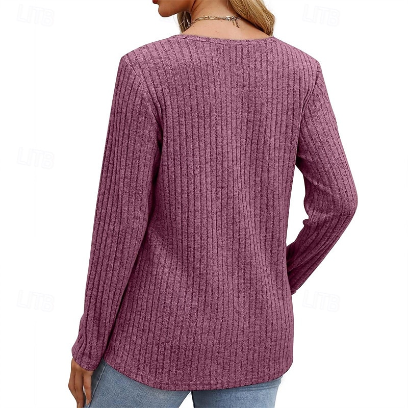 Pentru femei Tricou Simplu Modă Modern Manșon Lung Stil Nautic Topuri obișnuite Zilnic Negru Mov Bej Vară 2025 - $19.49 –P10