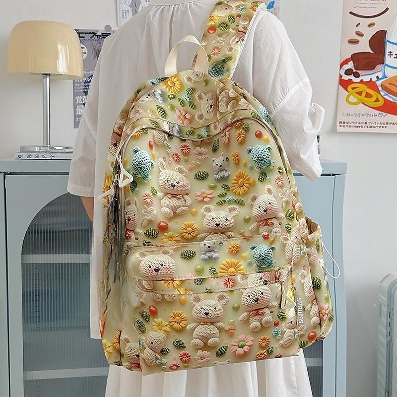 Sac à dos mignon à imprimé animal pour filles – sac d'école à motifs de renard et d'ours de la forêt avec plusieurs poches pour les enfants et les adolescents de 2025 ? $32.99 –P3