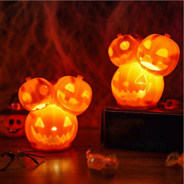 2025年 ハロウィンかぼちゃランタン 光る装飾小道具 3頭ミュータントかぼちゃランタン 雰囲気のある飾りランプ 1個  コレクション – $4.99 –P7
