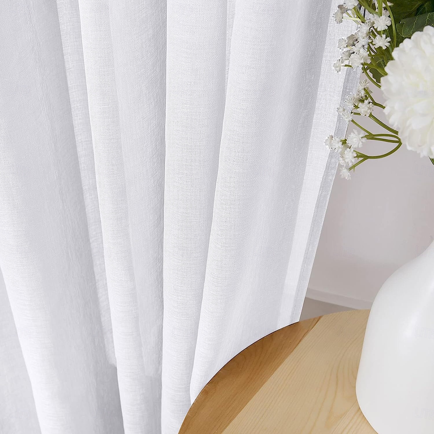Perdele transparente albe cu buzunar pentru tijă, pentru sufragerie, lungime de 119 cm, panou din voal solid, cu frunze, filtru de lumină pentru intimitate, pentru dormitorul copiilor, fiecare panou 2026 - $9.49 –P11
