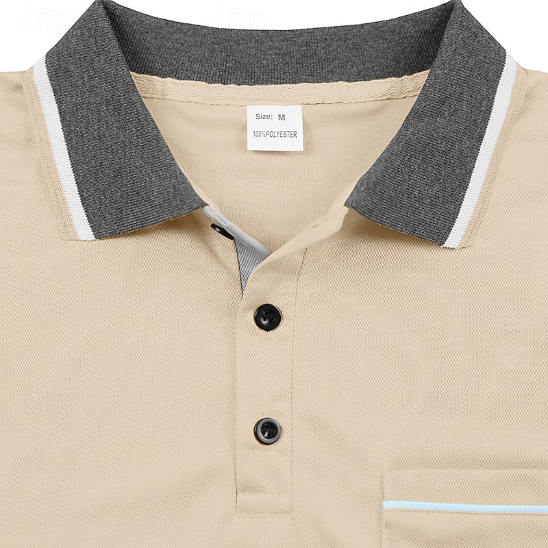 Herren Golfshirt Golf Poloshirts Arbeit Lässig Revers Kurzarm Basic Modern Farbblock Knöpfe Frühling Herbst Normale Passform Aprikose Schwarz Weiß Gelb Rote Marineblau Golfshirt 2025 - $18.99 –P7