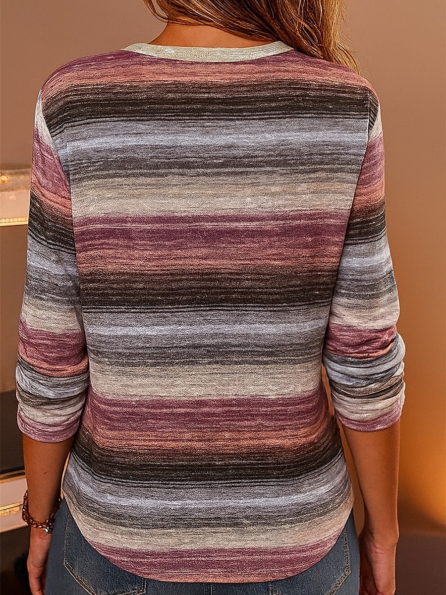 Pasqua Per donna Maglietta Grafico Geometrico Plaid Vintage Elegante Classico Manica Lunga Girocollo Top Regolari Quotidiano Stampato Rosa polverosa Blu Estate Primavera Autunno del 2025 a $22.99 –P3