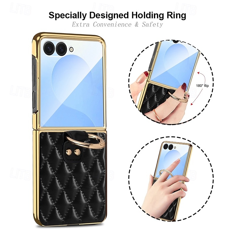 telefon Carcasă Pro Samsung Galaxy Z Flip 7 Z Flip 6 Z Flip 5 Z Flip 4 Z Flip 3 Zadní kryt Prstencová spona Nárazuvzdorné Retro TPU PU kůže 2025 - $33.99 –P2