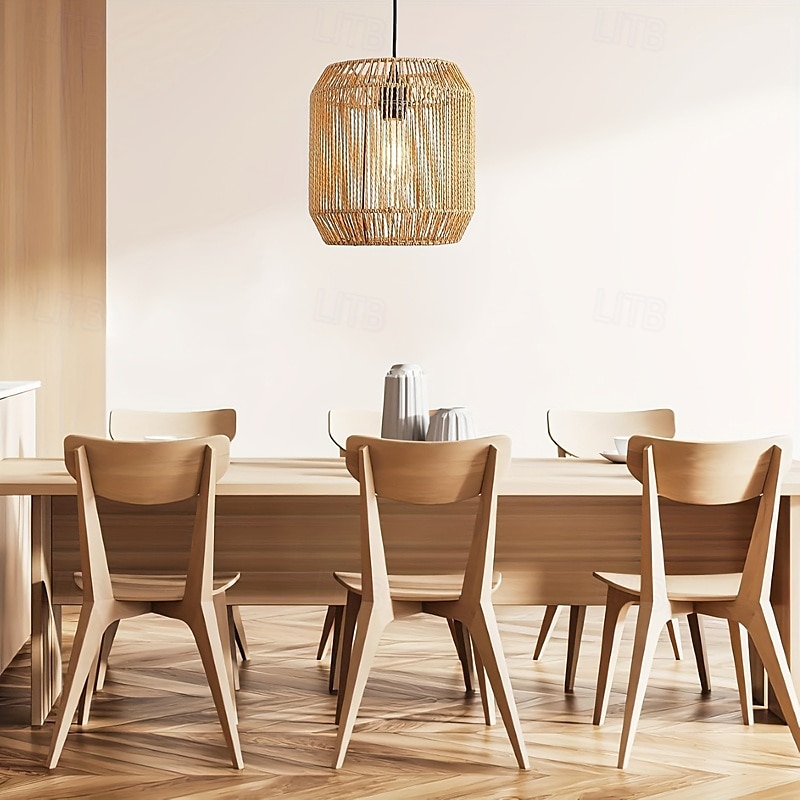 Rattan Pendant Light - Boho Lamp Hanging Diameter 26 cm Vintage Ceiling Light Rattan E27 Pendant Light Braided for Dining Table Kitchen Living Room Bedroom Hallway 2025 - $101.99 –P1