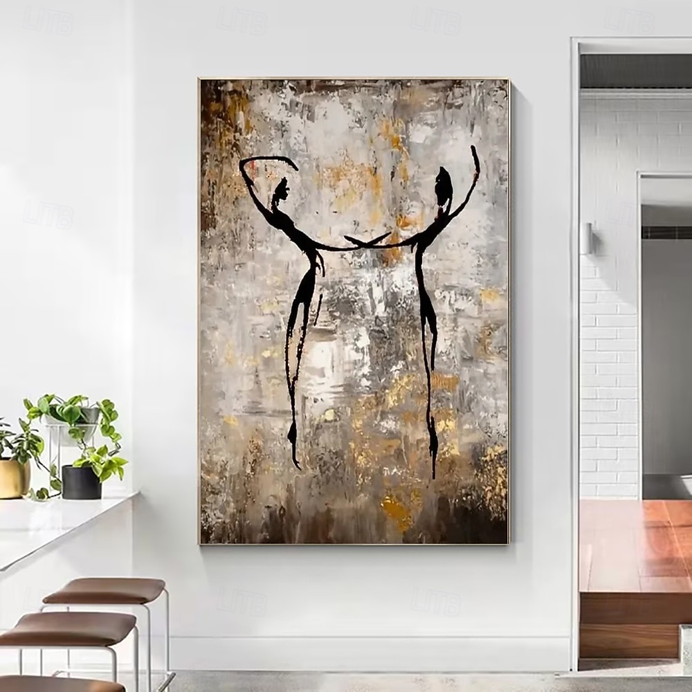 Pintura a óleo feita à mão em tela, arte de parede, decoração, personagem de dança abstrata simples para decoração de casa, moldura esticada, pintura pendurada/pintura enrolada sem moldura, não de 2026 por $83.99 –P7