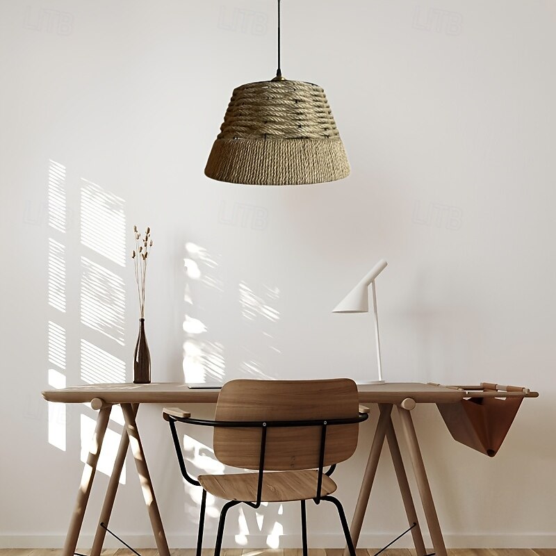 Suspension rustique en corde de chanvre, design conique en forme de cloche tissée à la main, lumière blanc chaud/blanc, e26/e27, chaîne réglable de 2025 ? $116.99 –P3