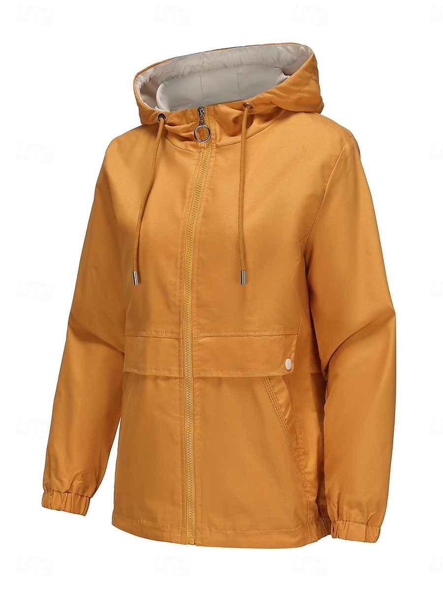 Dam Trenchcoat Hoodiejacka Bekväm Andningsfunktion Dragkedja Ficka Ledigt Slät Semester Gata Dagliga kläder Utekväll Dragkedja Normal Luvtröja Normal Långärmad Ytterkläder Svart Gul Vin Vår Höst 2025 - $51.99 –P9