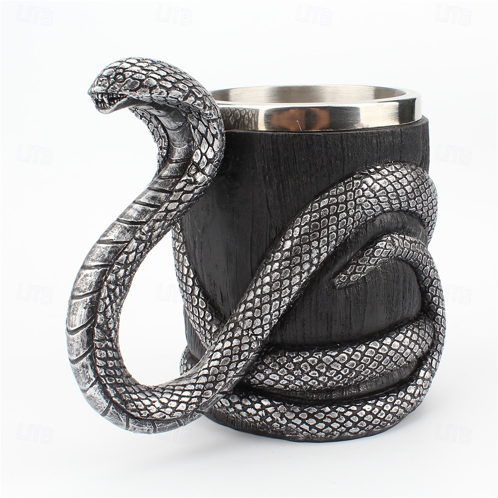 Tasse d'Halloween en acier inoxydable 304 avec revêtement en résine et cobra, design unique, tasse de voyage personnalisée et audacieuse pour un usage domestique, accessoire de boisson cool et créatif de 2025 ? $26.99 –P2