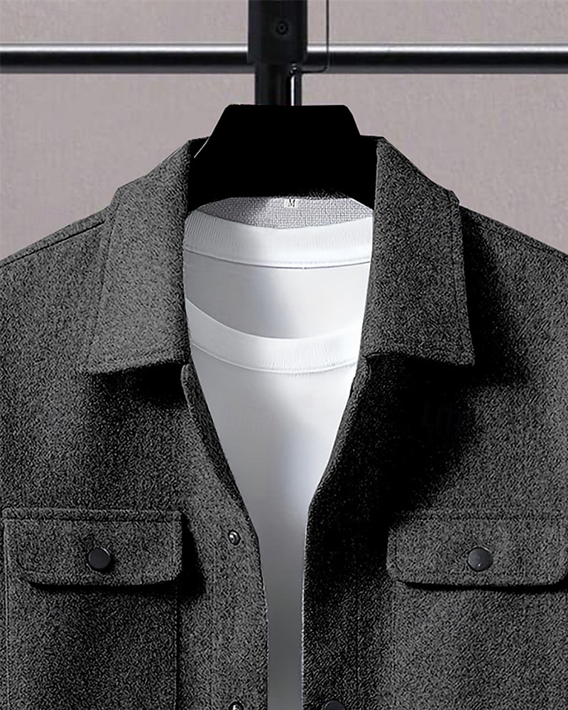 Homme Veste Légère Chemise Veste Veste Décontractée Chemise Vacances Quotidien Respirant Avec Poches Printemps Automne Uni Mode Classique Revers Régulier Noir bleu marine Kaki Gris Claire Vert de 2025 ? $27.99 –P4