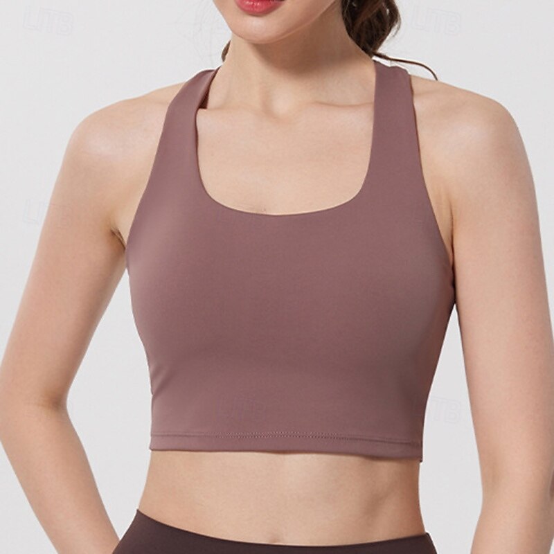 Femmes Débardeurs d'entraînement Soutien-Gorges de Sport Sous-vêtement Séchage Rapide Supports élevés Respirant Sans-Fil Rembourré Couleur Unie / Unie Sport Tenues de Sport Noir Jaune Salle de sport de 2025 ? $22.99 –P15