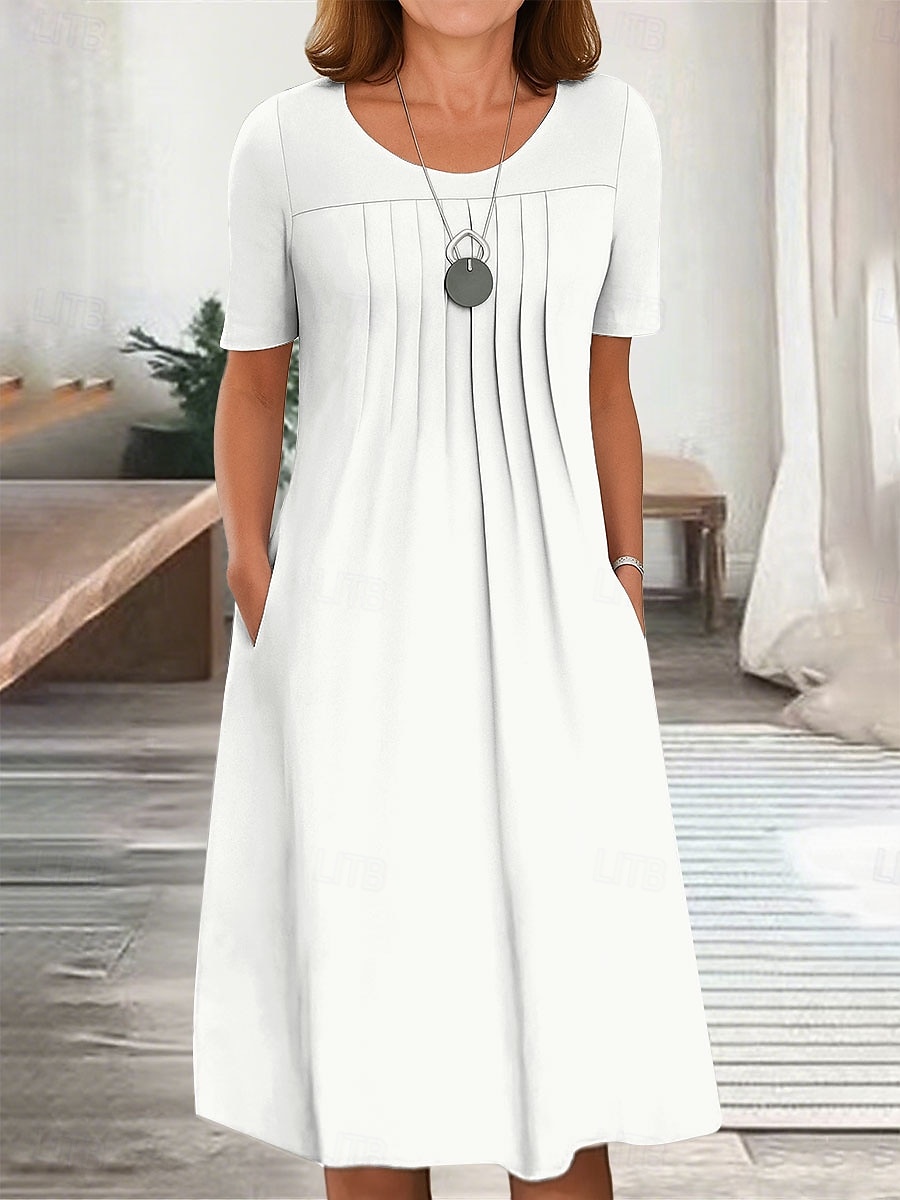 Damen Midikleid T-Shirt-Kleid A Linie Kleid Sommerkleid Urlaub Lässig Täglich Normale Passform Grafik Einfach Kurzarm Rundhalsausschnitt Schwarz Weiß Rote Blau Sommer Frühling 2025 - $31.99 –P5