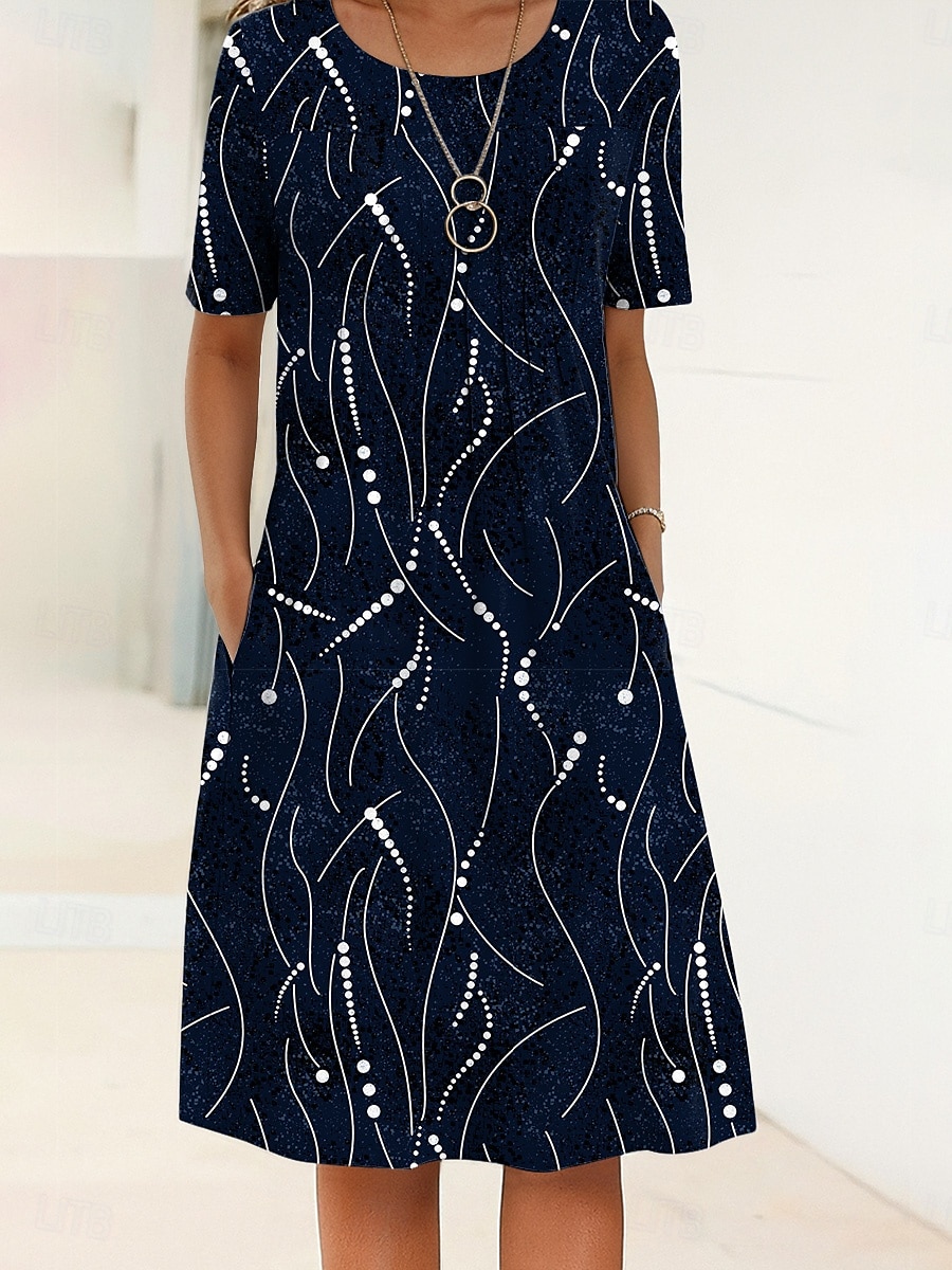 Damen Midikleid Shiftkleid Sommerkleid Urlaub Lässig Täglich Normale Passform Blumen Grafik Abstrakt Halbarm Rundhalsausschnitt Weiß Blau Himmelblau Hellgrau Sommer Frühling 2025 - $31.99 –P3