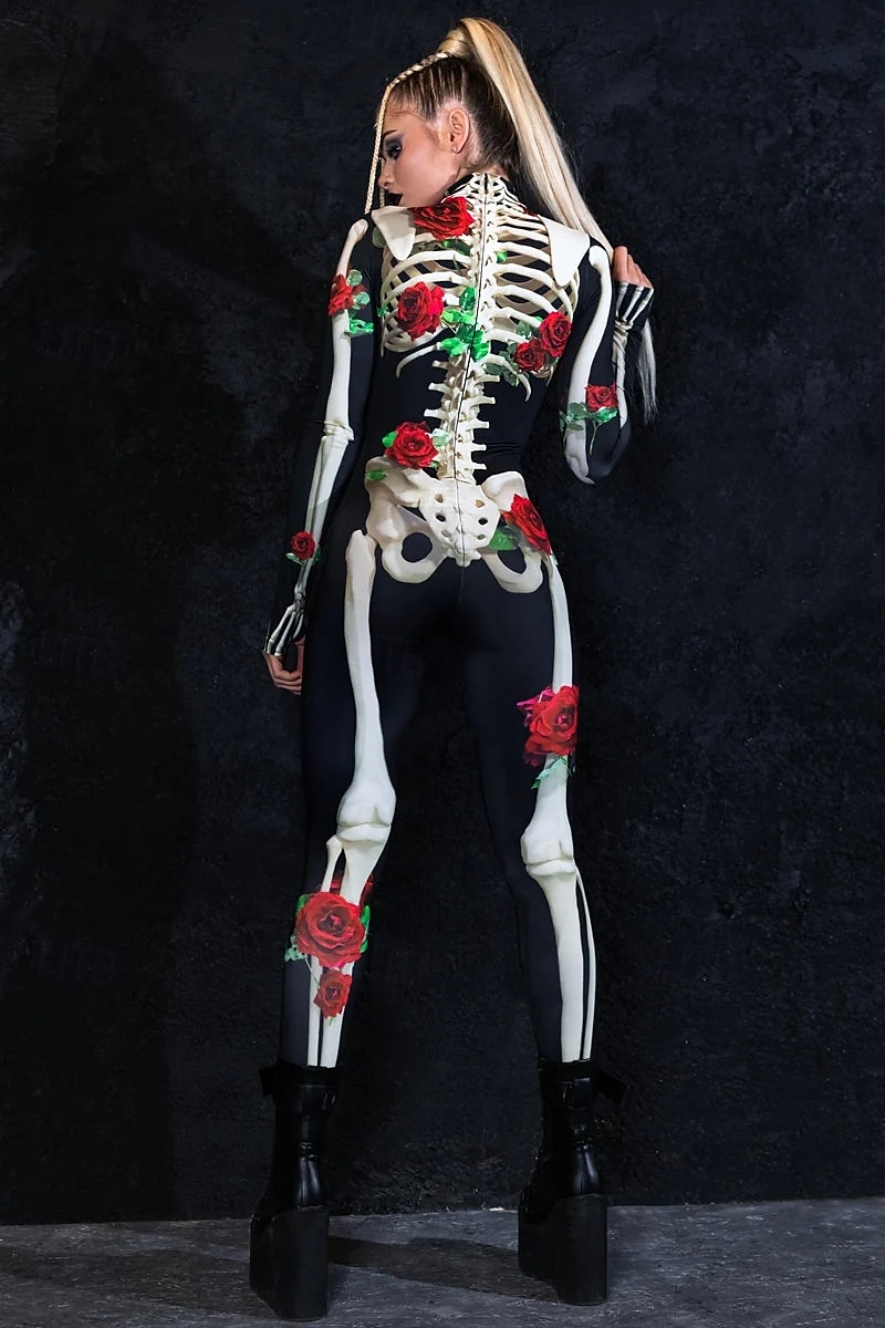Lebka, kostra, cukrová lebka, body, halloween, skupinové kostýmy pro páry, celotělový kombinéza, strašidelný kostým pro pány, ženy, chlapce, děti, dospělé, představení, párty, klub, halloween, 2025 - $29.99 –P5