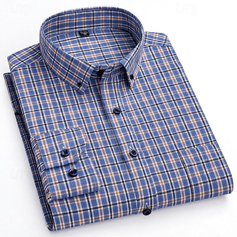 Herren Hemd Kleidhemd Knopfhemd Karomuster Hochzeit Party Schwarz Rote Blau Grün Langarm Revers Frühling Herbst Bekleidung 2025 - $36.99 –P1