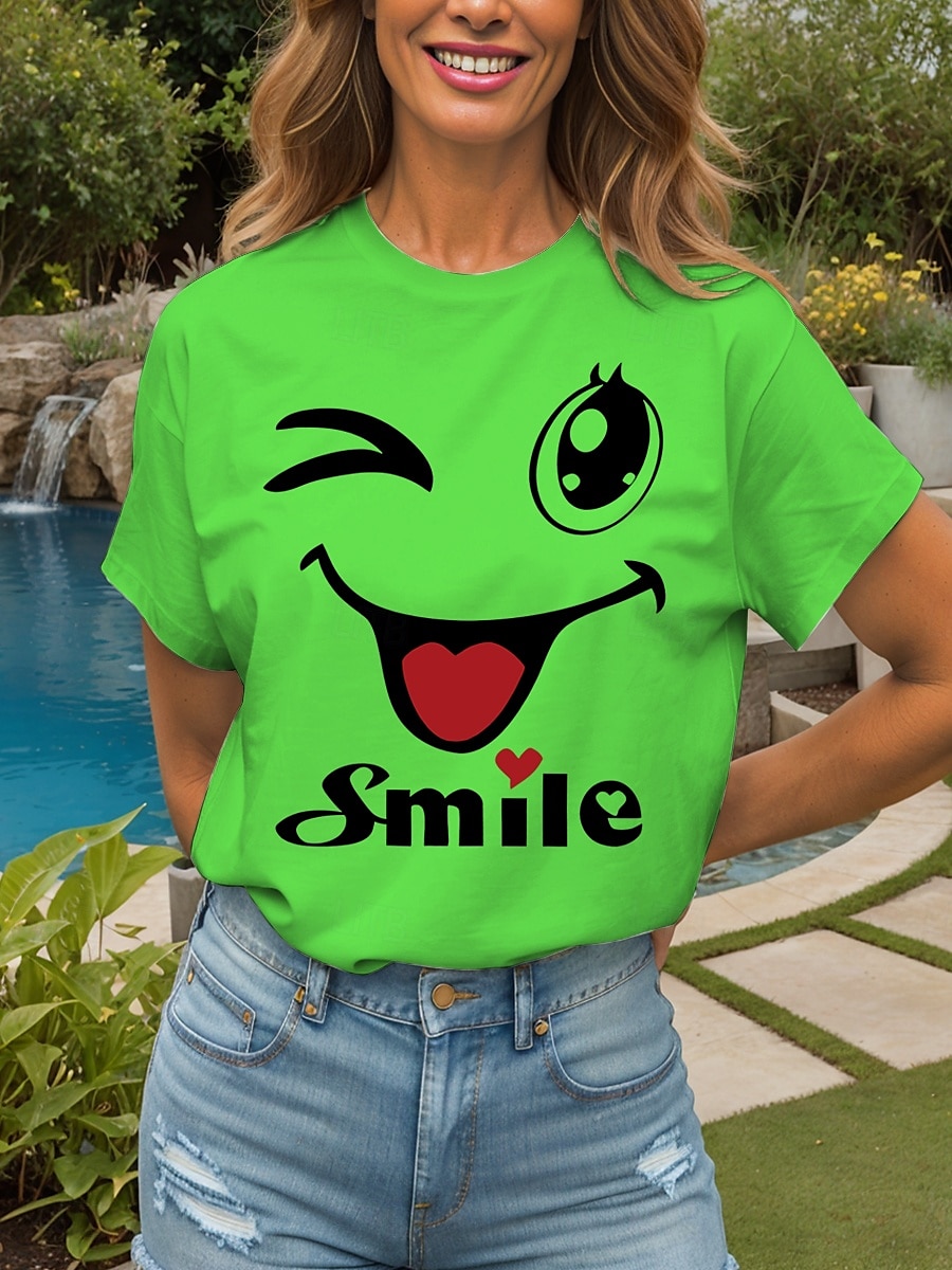 Femmes T-shirt Cœur Graphique Lettre ancien Élégant Classique Manche Courte Col ras du cou Col rond Hauts Réguliers Quotidien Week-end Imprimé Noir Blanche Jaune Rose Claire Rouge Été de 2025 ? $19.99 –P10
