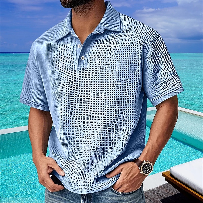 Per uomo Camicia di Velluto a Coste Maglia da golf Lavoro Casuale Bavero Manica Corta Essenziale Moderno Semplice Bottoni Estate Vestibilità regolare Nero Bianco Verde chiaro Rosso Blu marino Verde del 2026 a $18.99 –P7