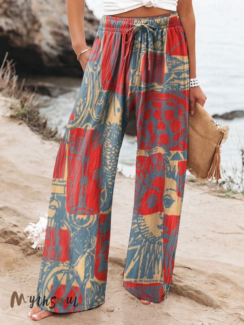 Femmes Culottes Jambe Large Vacances ancien Style Ethnique Longueur complète Taille haute Fleuri Graphique Séchage Rapide Respirabilité Doux Non Elastique Extérieur Vacances Sport Jaune Couleur Rubis de 2025 ? $24.99 –P3