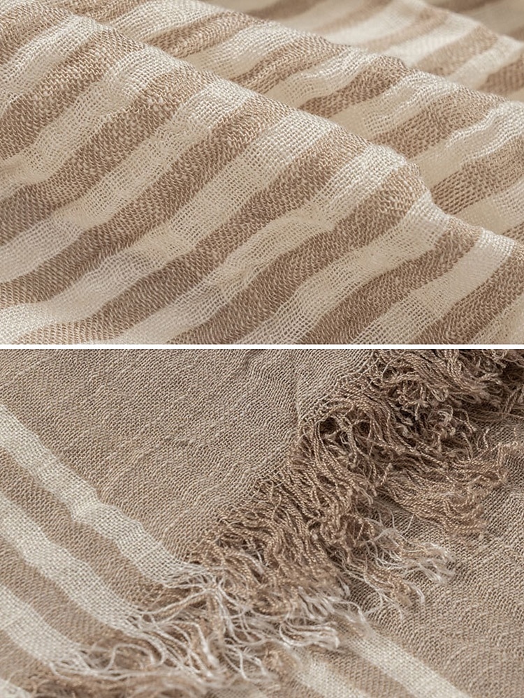 Men's Striped Cotton Scarf – Lightweight Soft Fringed Wrap for Fall & Winter, Casual Vintage Style Shawl for Travel, Daily Wear & Outdoor Activities 2025 - $14.99 –P9