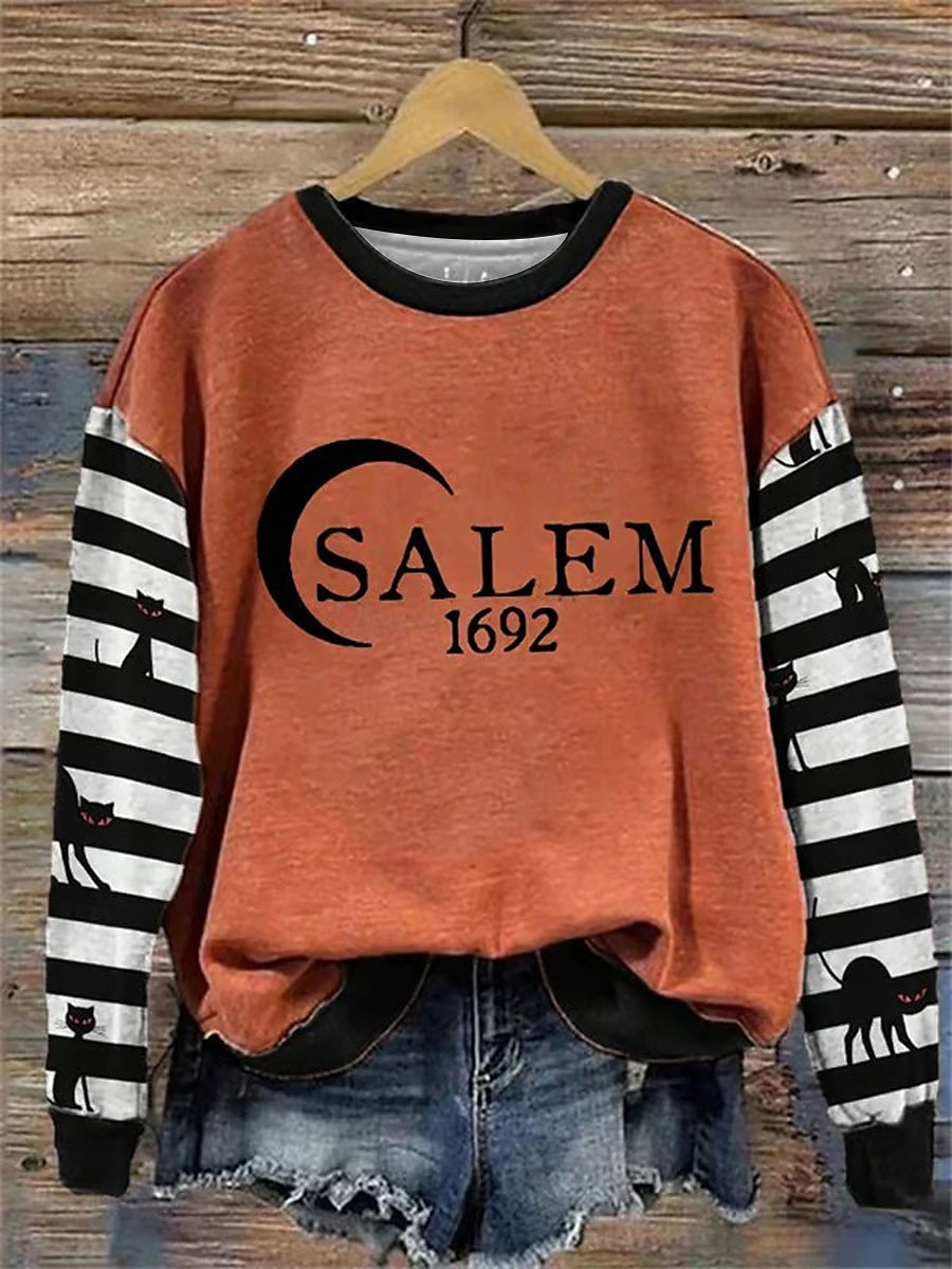 Per donna Felpa Pullover Grafico Lettera Moda Casual Manica Lunga Girocollo Top Regolari Streetwear Abbigliamento Quotidiano Casuale Stampato Nero Arancione Verde Autunno Inverno del 2025 a $26.99 –P2