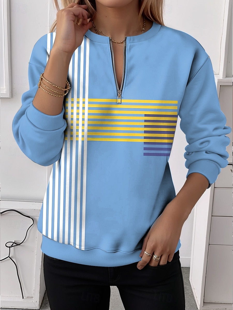 Mulheres Moletom Moletons com zíper Gráfico Xadrez Moda Casual Manga Longa Gola Redonda Tops regulares Rua Dia a Dia Zíper Imprimir Vermelho Azul Laranja Marron cáqui Outono Inverno de 2025 por $27.99 –P2