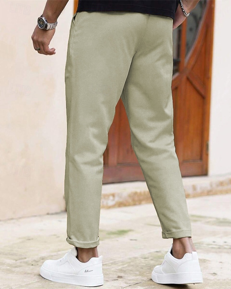 Pánské Upnuté Kalhoty Kalhoty chinos Šňůrky Kapsy Bez vzoru Pohodlné Po kotníky Denní Obchod Práce Módní Klasický styl Vodní modrá Černá Lehce elastické 2026 - $18.99 –P3