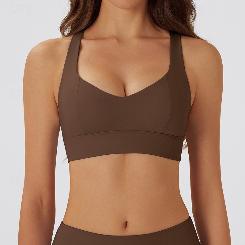 Damskie Koszulki treningowe Stanik sportowy Bielizna Střední podpora Oddychający Bezprzewodowy Wyściełany Jednolity/zwykły kolor Sport Odzież sportowa Czarny Niebieski Siłownia Zdatność Joga 2026 - $20.99 –P8