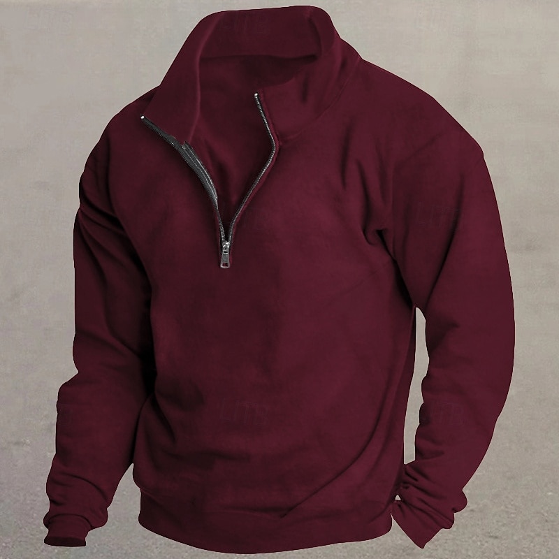 Hombre Sudadera Sudadera de polar Pull-over Sudadera con un cuarto de cremallera Negro Blanco Vino Rojo Caqui Cuello Mao Plano Deporte Casual Diario Ropa de calle De Deporte Primavera Otoño Ropa 2025 - $17.99 –P6